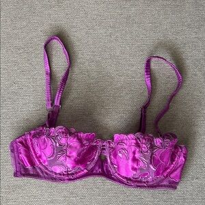 Fleur du Mal Violet Floral Lace Balconette Bra